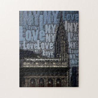 Word Art: Chrysler Building, I Love NY Jigsaw Puzzles