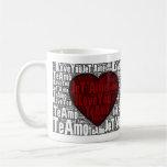 Word Art: "I Love You" 3 languages - Red Heart Coffee Mug
