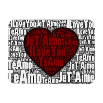 Word Art: "I Love You" 3 languages - Red Heart Flexible Magnet