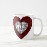 Word Art: Love in a Double Heart Coffee Mug