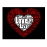 Word Art: Love in a Double Heart Postcards