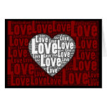 Word Art: Love with a white heart 2 Greeting Cards