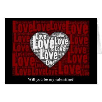 Word Art: Love with a white heart Cards