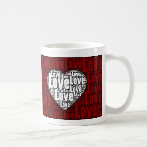 Word Art: Love with a white heart Coffee Mug