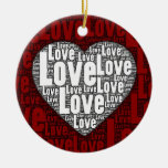 Word Art: Love with a white heart Christmas Ornament