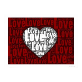 Word Art: Love with a white heart Print