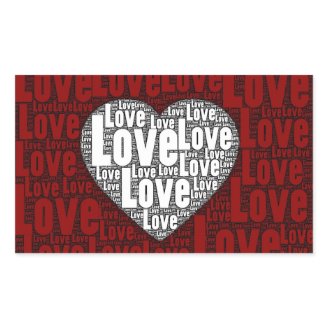 Word Art: Love with a white heart Rectangle Stickers
