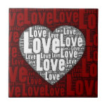 Word Art: Love with a white heart Tiles