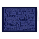 Word Art: Thank You in Multi Languages - Blue #2 Cards
