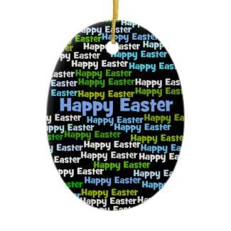 Word Cloud Dark Happy Easter Egg Ornament