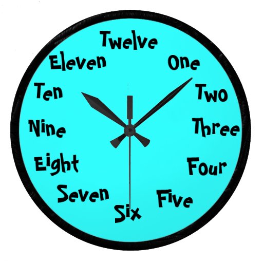 Word numbers Wall Clock Zazzle