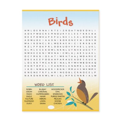 Word Search Activity Card Postcards by DrDorian