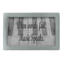 words fail piano music design rectangular belt buckle