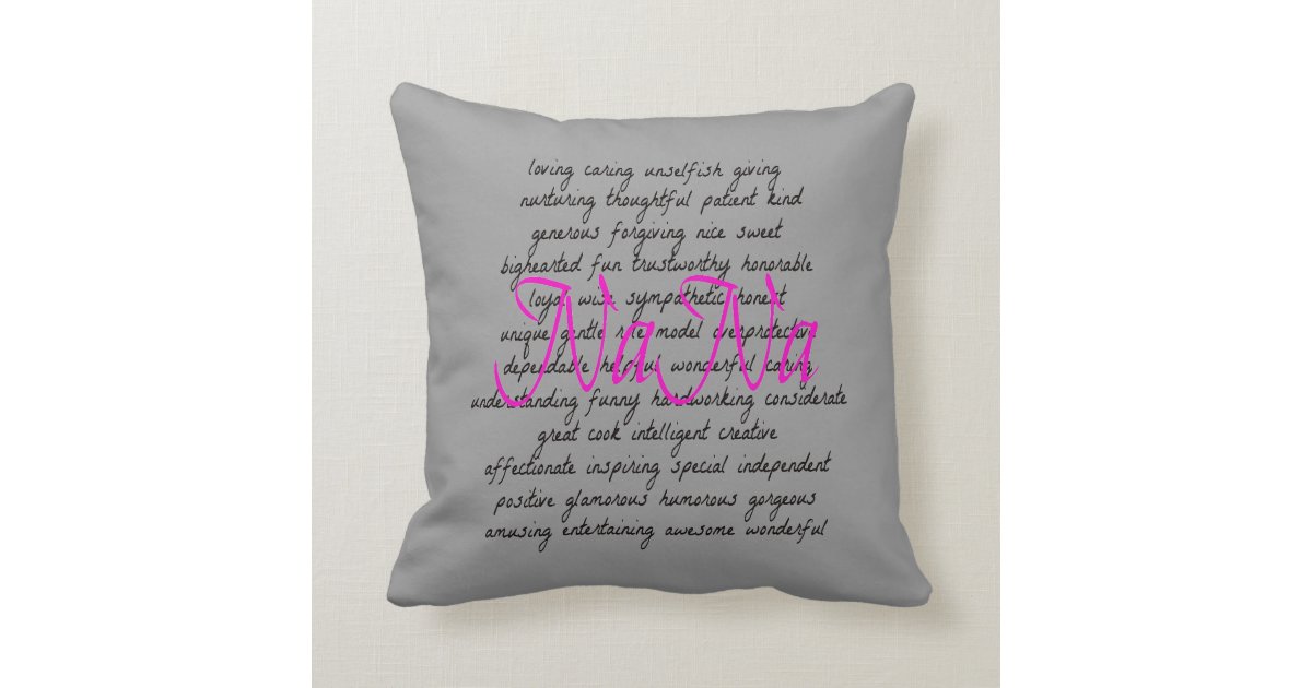 Words for NaNa Throw Pillow Zazzle