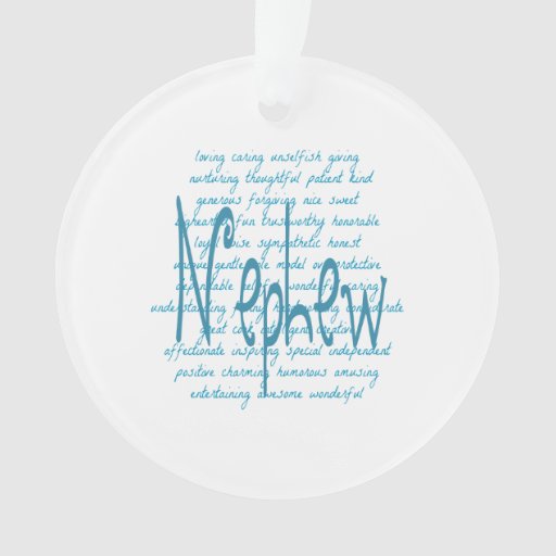 Words for Nephew in Blue Ornament Zazzle