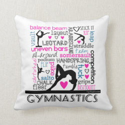 Words of Gymnastics Terminology Throw Pillow