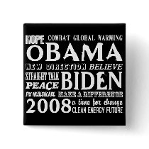 Words of Hope Obama & Biden 2008 Button 2