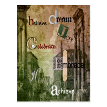 words to live by, antique ruin buildings post cards