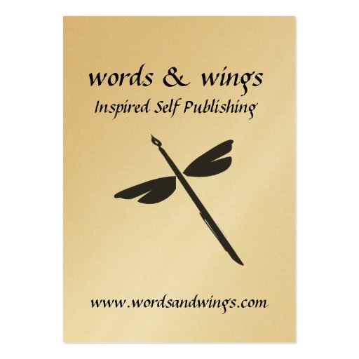 Words & Wings Abstract Dragonfly and Pen Business  Business Cards (front side)