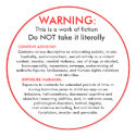 Work of fiction warning stickers
