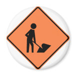 Work Zone Highway Construction Sign Fridge Magnet
