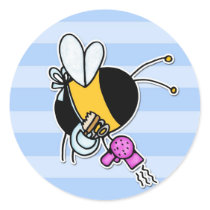 worker bee - hairdresser round stickers