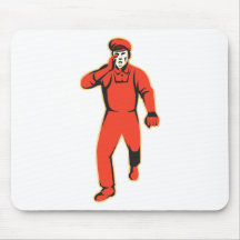 worker marching shouting retro mouse pad
