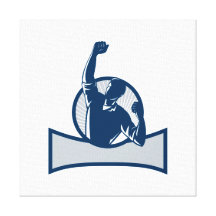 Worker Pumping Fist Retro Stretched Canvas Print