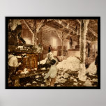 Workers Inside the Cotton Gin in Dahomey, MS 1898 Print