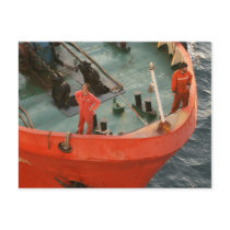 Workers on a refueling ship in Istanbul, Turkey Postcard