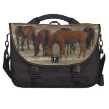 Working Cow Horses Graze Western Scene Computer Bag