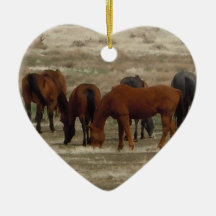 Working Cow Horses Graze Western Two-sided Christmas Ornament