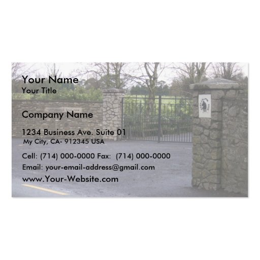 Working Entrance Of Castlemartin Stud In Kilcullen Business Card (front side)