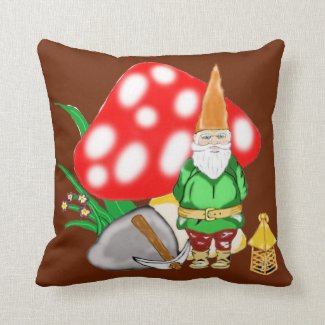 Working Fantasy Gnome Square Throw Pillow