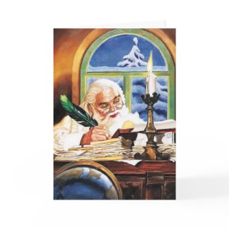Working on the List, A Vintage Christmas Card card