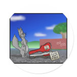 Working Squirrel: Cute Ain't Free. Cartoon Design. Round Sticker