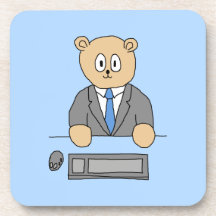 Works in an Office. Blue Tie. Drink Coasters
