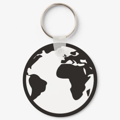 World B/W Keychain by Saiborg