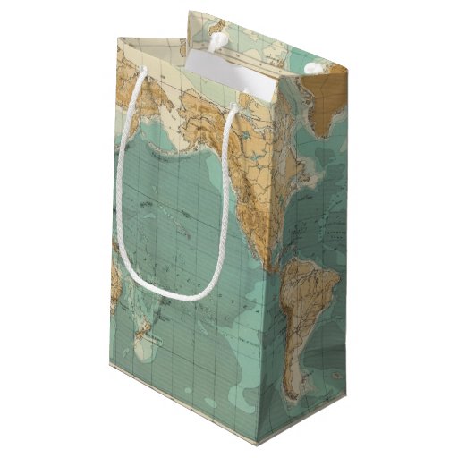world map gift bags World bathyorographical map small gift bag | Zazzle