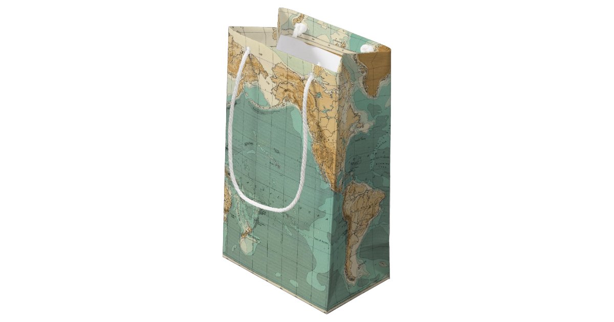 World bathyorographical map small gift bag | Zazzle