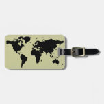 world black graphic map travel bag tags