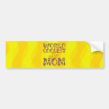 World Coolest Mom | yellow waves Bumper Stickers