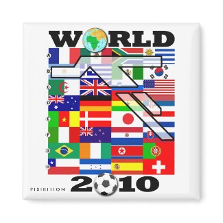World Cup 2010 Globe Football Square Magnet magnet