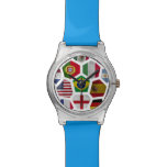World Cup soccer Football 2014  Vintage Black Leather Strap Watch