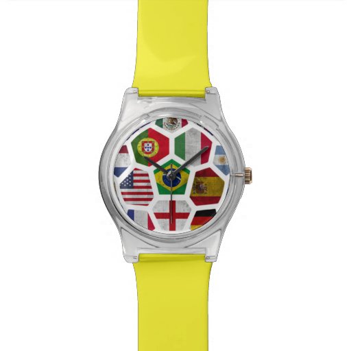 World Cup soccer Football 2014   Rhinestone with White Enamel Watch