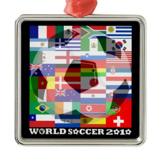 World Cup Soccer 2010 Flags Ornament Square ornament