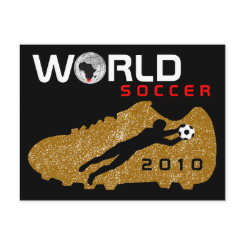 World Cup Soccer 2010 Shoe Black Gold Postcard postcard
