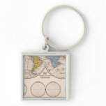 World Equatorial Projection and Polar Projection Keychain