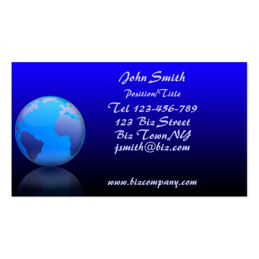 World Globe Business Card Template (front side)