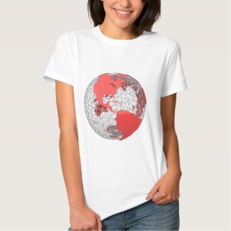 World Globe Red Metal Tee Shirts